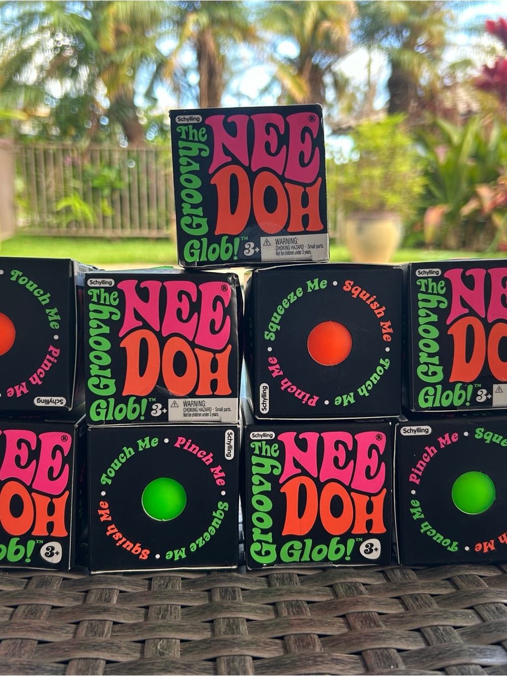 NeeDoh Groovy Glob! Kids Stress Relief Toy - Neon Orange & Green